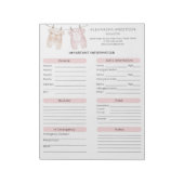 ボホウォーター色ベビーシッター情報シート ノートパッド (回転)