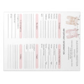 ボホウォーター色ベビーシッター情報シート ノートパッド (正面)