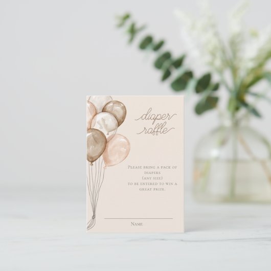ボホウォーター色ベビーシャワーおむつラッフル エンクロージャーカード (スタンド正面)