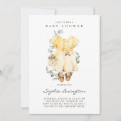 ボホウォーター色ベビードレスユーカリ赤ちゃんシャワー 招待状 (正面)