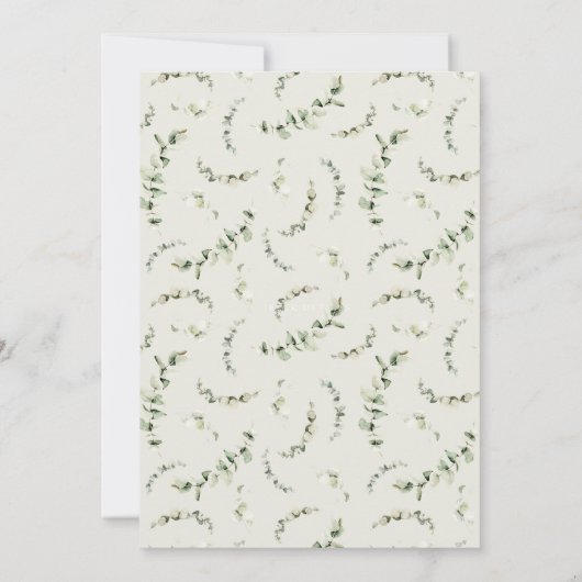 ボホウォーター色ベビードレスユーカリ赤ちゃんシャワー 招待状 (裏面)