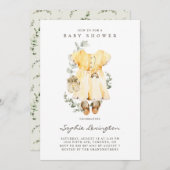 ボホウォーター色ベビードレスユーカリ赤ちゃんシャワー 招待状 (正面/裏面)