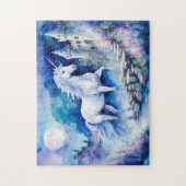 ボホウォーター色ホワイトユニコーンオールドキャッスル近く ジグソーパズル (縦)