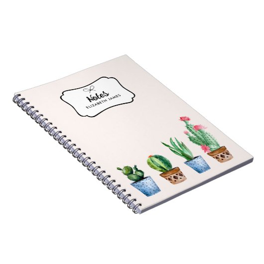 ボホウォーター色ポッテッドサボテンと多肉株カスタム ノートブック (右側)