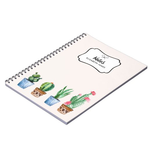 ボホウォーター色ポッテッドサボテンと多肉株カスタム ノートブック (左側)