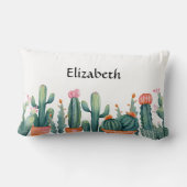 ボホウォーター色ポッテッドサボテンと多肉株カスタム ランバークッション (裏面)