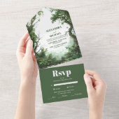 ボホウォーター色マウンテンワイルドフラワー結婚ズ オールインワン招待状 (貼ってはがせる)