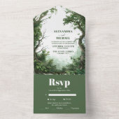 ボホウォーター色マウンテンワイルドフラワー結婚ズ オールインワン招待状 (内側)