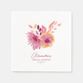 ボホウォーター色マゼンタレッド花ブライダルシャワー スタンダードカクテルナプキン (正面)