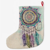 ボホウォーター色マンダラドリームキャッチャー ラージクリスマスストッキング (裏面)
