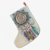 ボホウォーター色マンダラドリームキャッチャー ラージクリスマスストッキング (裏面 (吊り時))