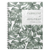 ボホウォーター色モンステラ植物カスタムウェディング ノートブック (正面)