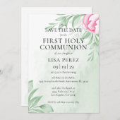 ボホウォーター色ユーカリ最初の聖餐式 セーブザデート (正面/裏面)