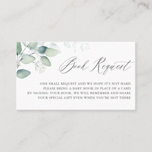 ボホウォーター色ユーカリ本リクエストカード 名刺 (正面)