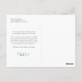 ボホウォーター色ユーカリ結婚の感謝 ポストカード (裏面)