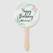 ボホウォーター色ユーカリ緑の誕生日パーティー ハンドファン (裏面)