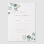 ボホウォーター色ユーカリ葉スグリー結婚ズ ベラム紙招待状 (正面)