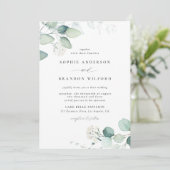 ボホウォーター色ユーカリ葉スグリー結婚ズ 招待状 (スタンド正面)