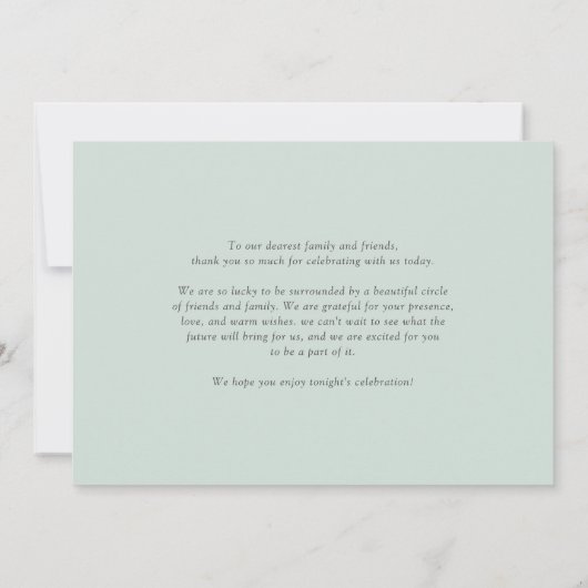 ボホウォーター色ユーカリ葉ス結婚ズ サンキューカード (裏面)