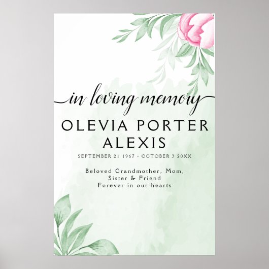 ボホウォーター色ユーカリ葉葬儀ようこそ ポスター (正面)