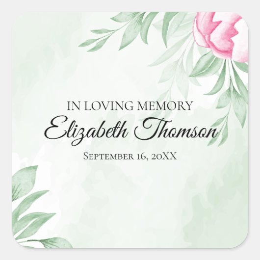 ボホウォーター色ユーカリ離れスメモリアル葬儀 スクエアシール (正面)
