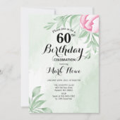 ボホウォーター色ユーカリ離れス60th誕生日 招待状 (正面)