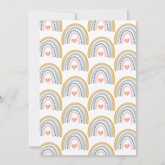 ボホウォーター色レインボーガールベビーシャワー招待 招待状 (裏面)