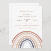 ボホウォーター色レインボーガールベビーシャワー招待 招待状 (正面/裏面)