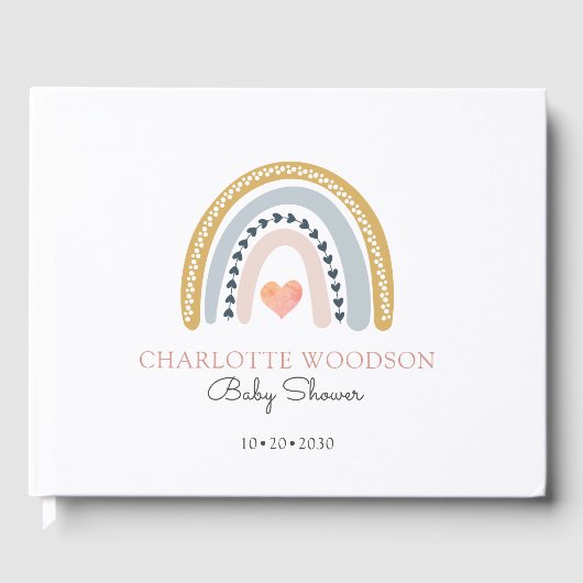 ボホウォーター色レインボーガールベビーシャワー ゲストブック (正面)