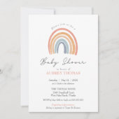 ボホウォーター色レインボーガールボーイ双子ベビーシャワー 招待状 (正面)