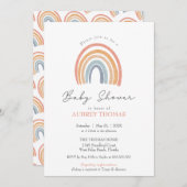 ボホウォーター色レインボーガールボーイ双子ベビーシャワー 招待状 (正面/裏面)