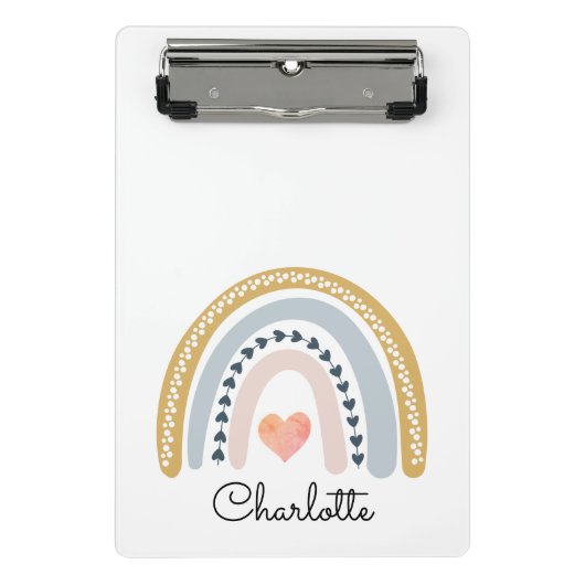ボホウォーター色レインボーキッズパーソナライズされたズ ミニクリップボード (正面)