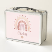 ボホウォーター色レインボーパーソナライズされたキッズ メタルランチボックス (裏面)