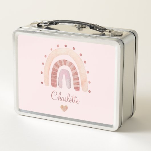 ボホウォーター色レインボーパーソナライズされたキッズ メタルランチボックス (裏面)