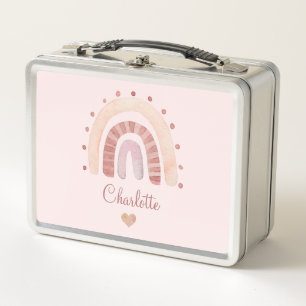 ボホウォーター色レインボーパーソナライズされたキッズ メタルランチボックス