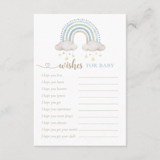 ボホウォーター色レインボーベビーシャワーの願い エンクロージャーカード (正面)