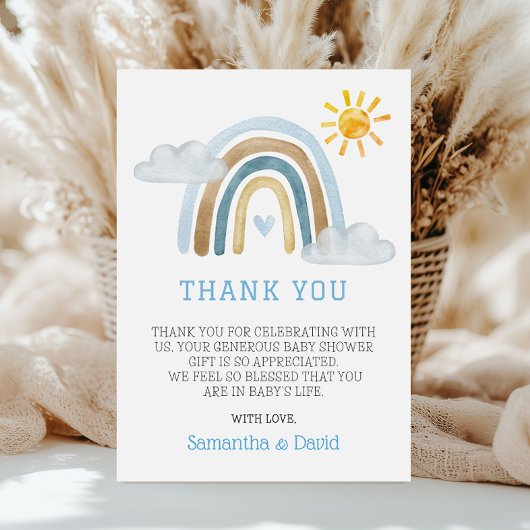 ボホウォーター色レインボーベビーシャワーサンキューカード サンキューカード