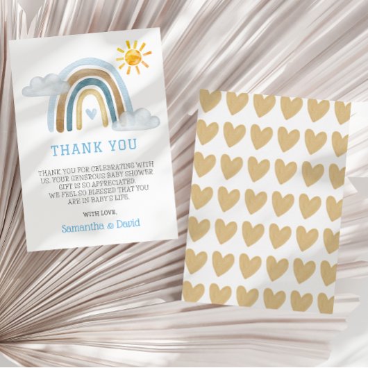 ボホウォーター色レインボーベビーシャワーサンキューカード サンキューカード