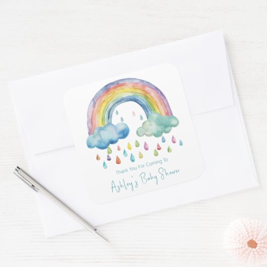 ボホウォーター色レインボーベビーシャワー スクエアシール (封筒)