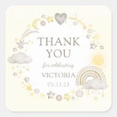 ボホウォーター色レインボーベビーシャワー スクエアシール (正面)