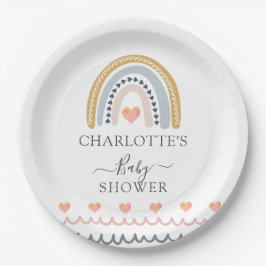 ボホウォーター色レインボーベビーシャワー ペーパープレート