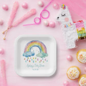 ボホウォーター色レインボーベビーシャワー ペーパープレート (パーティー)