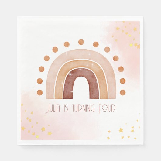 ボホウォーター色レインボー誕生日 スタンダードランチョンナプキン (正面)