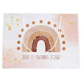 ボホウォーター色レインボー誕生日 ラージペーパーバッグ