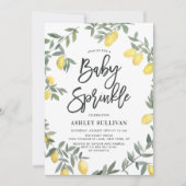 ボホウォーター色レモンリースベビー散水シャワー 招待状 (正面)