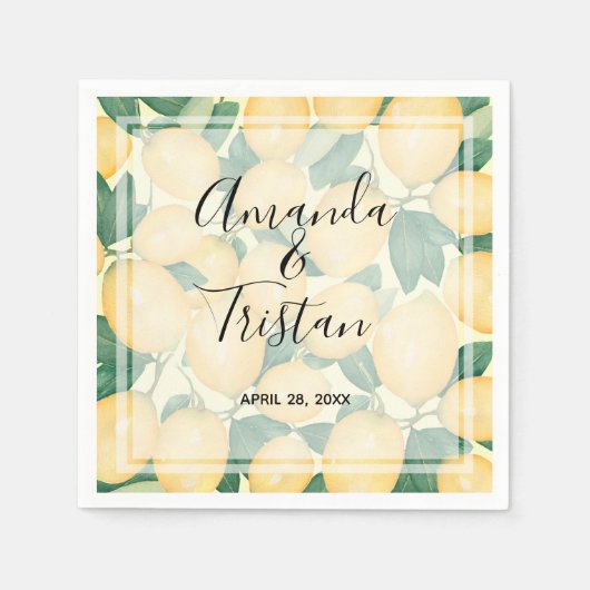 ボホウォーター色レモン緑 スタンダードカクテルナプキン (正面)