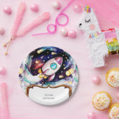 ボホウォーター色ロケット誕生日 ペーパープレート (パーティー)