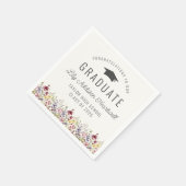 ボホウォーター色ワイルドフラワーアイボリー卒業パーティー スタンダードカクテルナプキン (角)