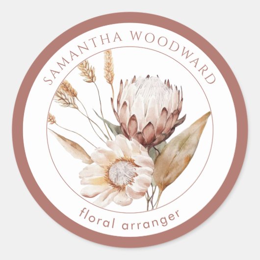 ボホウォーター色ワイルドフラワーフローラアレンジャー ラウンドシール (正面)