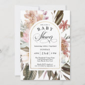 ボホウォーター色ワイルドフラワーフローラベビーシャワー 招待状 (正面)